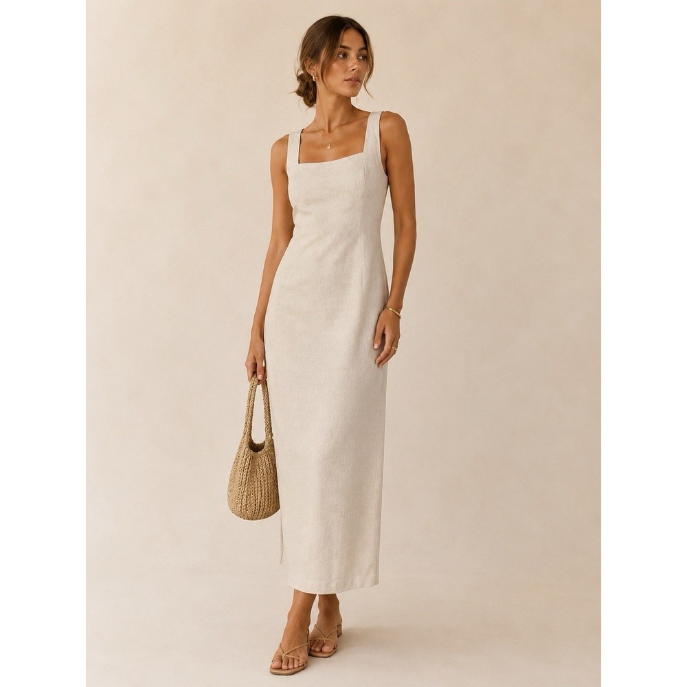 Old Navy Cream Square-Neck Midi Dress